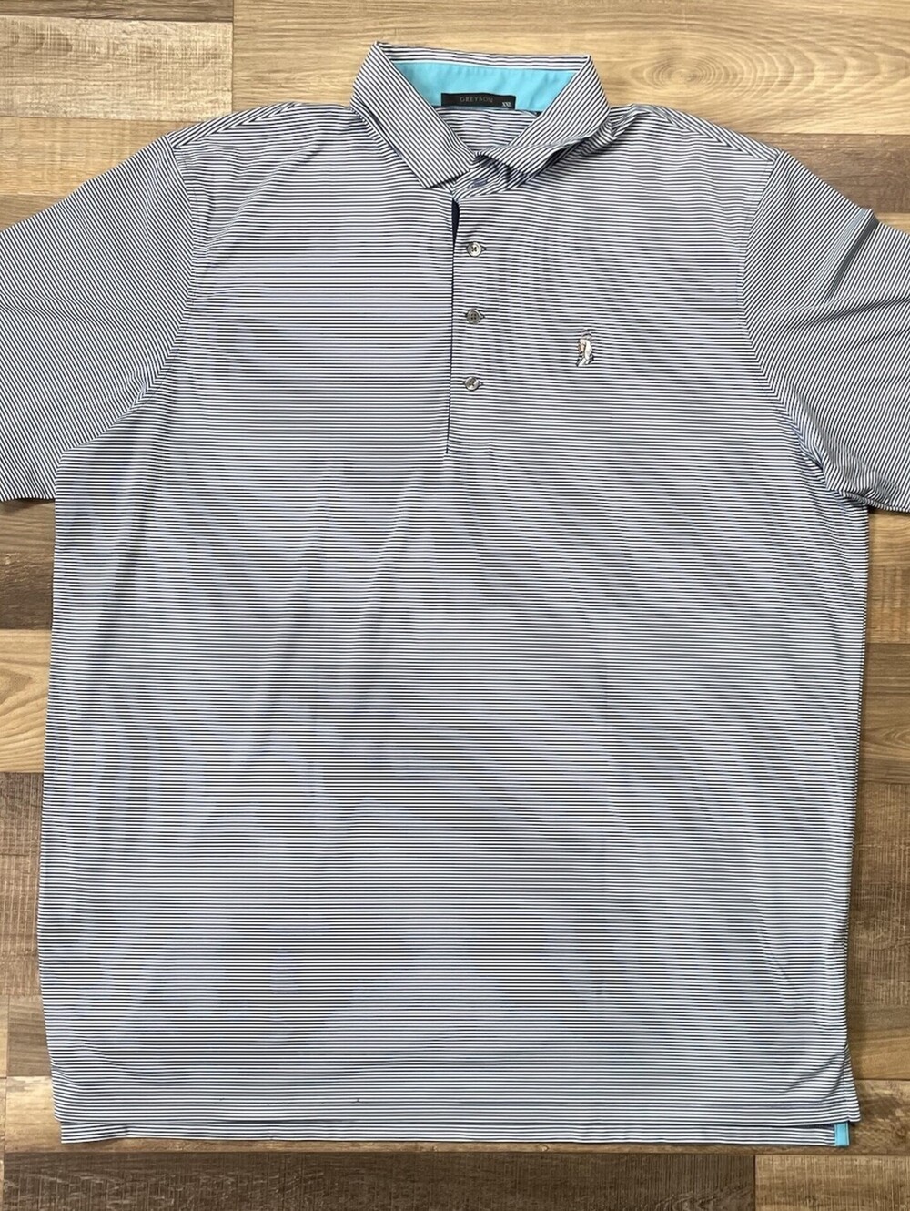 Grayson XXL Men’s Golf Polo Shirt Navy White Striped Performance Athletic Wear